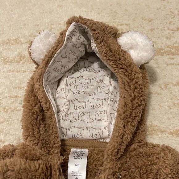 NWOT Carter’s Just One You Newborn Teddy Bear Onesie Snow suit Jumpsuit Romper - Picture 4 of 4